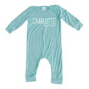 12M Seafoam Personalized Mod First  Middle Name Silky Baby Long Sleeve Romper