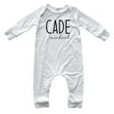 12M Off White Personalized Mod First  Middle Name Silky Baby Long Sleeve Romper
