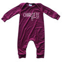 3M Wine Personalized Mod First  Middle Name Silky Baby Long Sleeve Romper