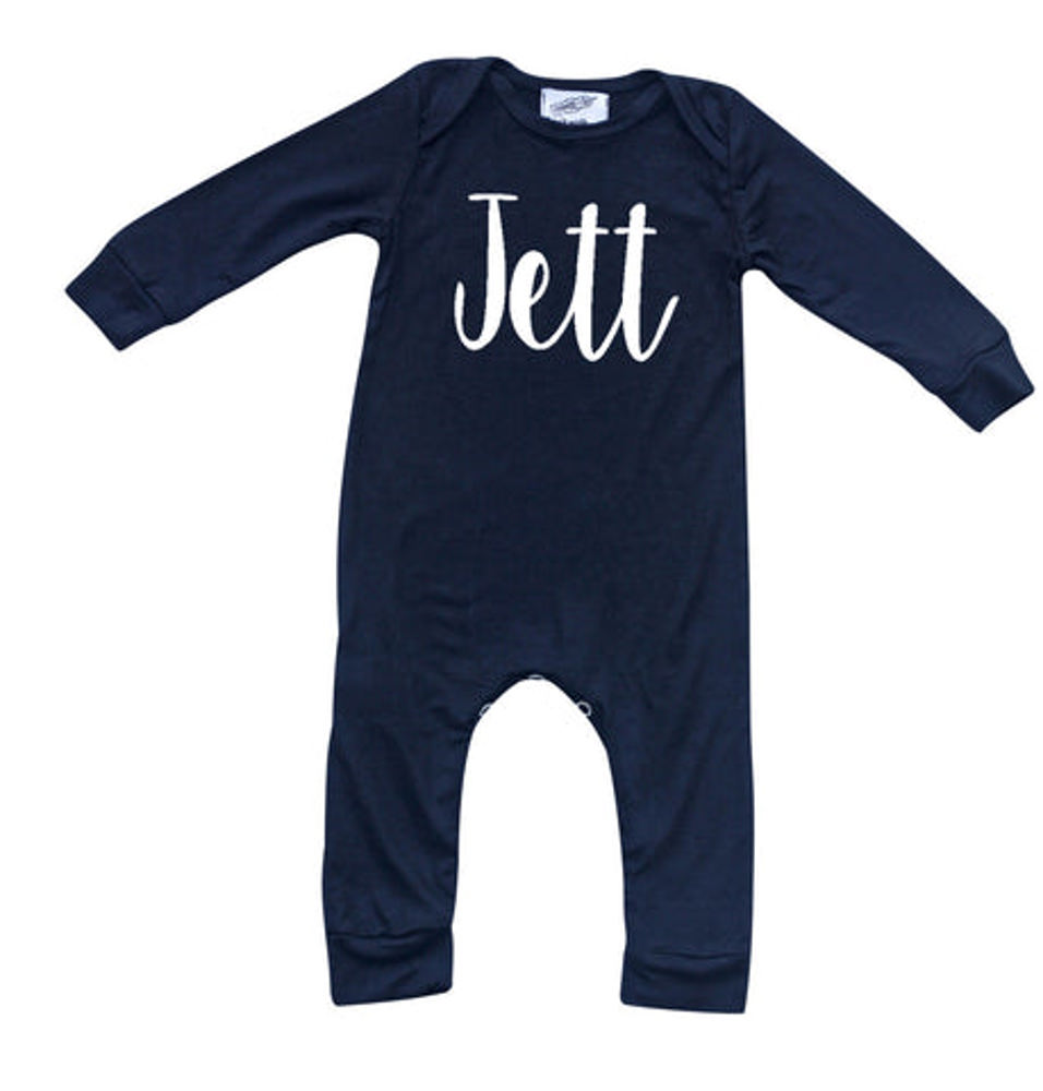 Personalized Silky Long Sleeve Baby Romper for Boys and Girls with Lush Font