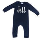 6M Black Personalized Silky Long Sleeve Baby Romper for Boys and Girls with Lush Font