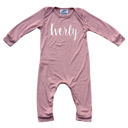 24M Dusty Rose Personalized Silky Long Sleeve Baby Romper for Boys and Girls with Lush Font