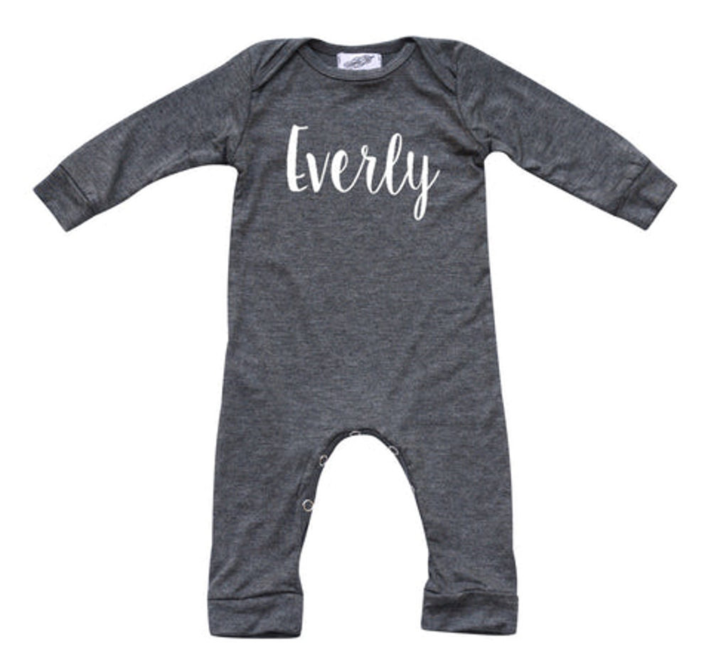 Personalized Silky Long Sleeve Baby Romper for Boys and Girls with Lush Font