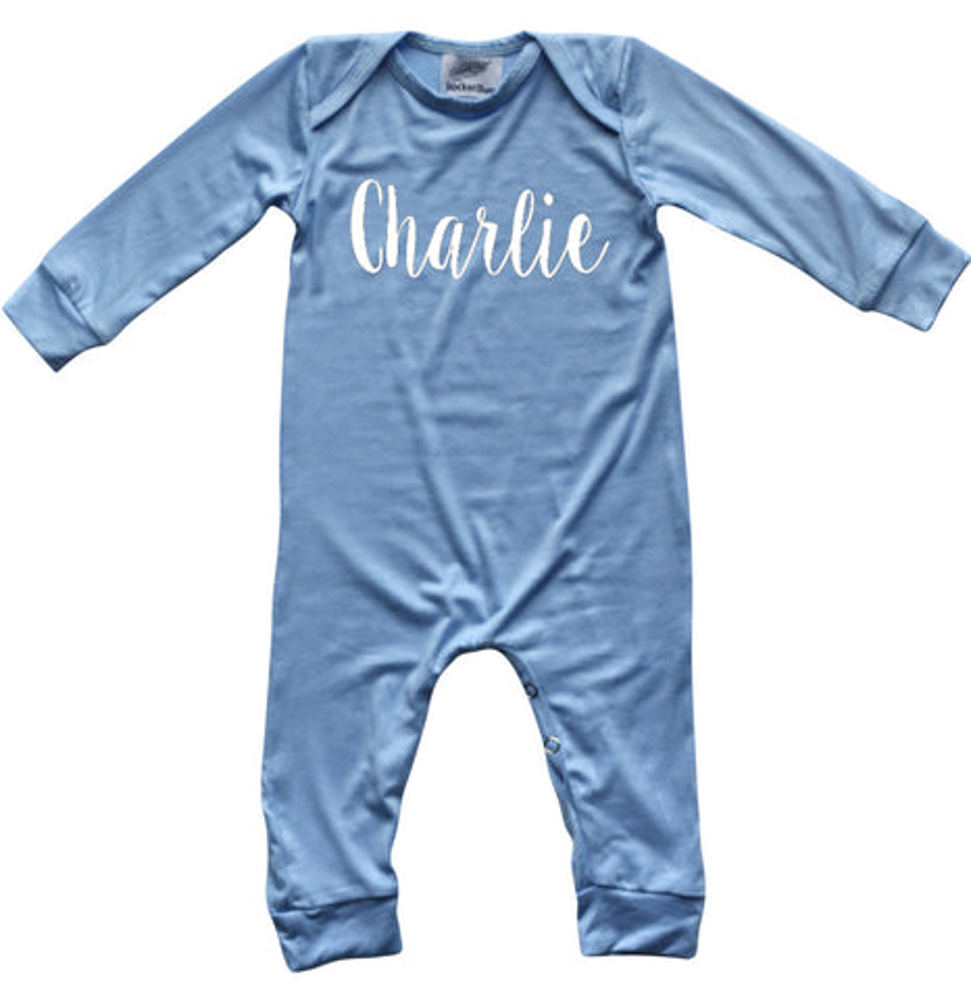 Personalized Silky Long Sleeve Baby Romper for Boys and Girls with Lush Font