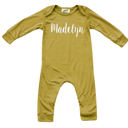 18M Maize Personalized Silky Long Sleeve Baby Romper for Boys and Girls with Lush Font