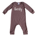 24M Dark Mauve Personalized Silky Long Sleeve Baby Romper for Boys and Girls with Lush Font