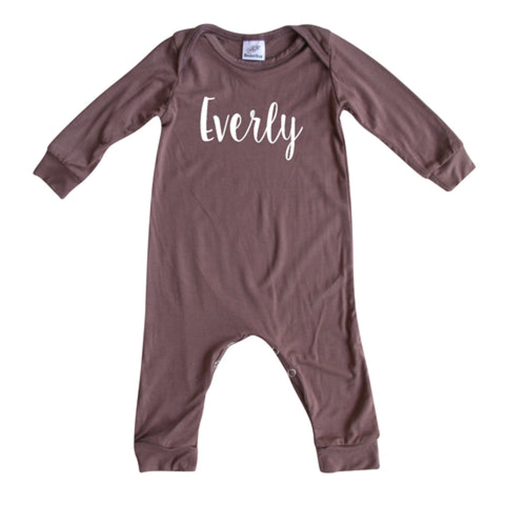 Personalized Silky Long Sleeve Baby Romper for Boys and Girls with Lush Font