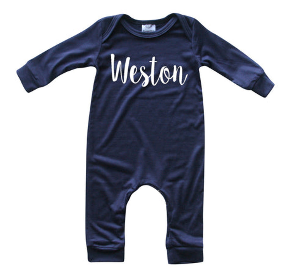 Personalized Silky Long Sleeve Baby Romper for Boys and Girls with Lush Font