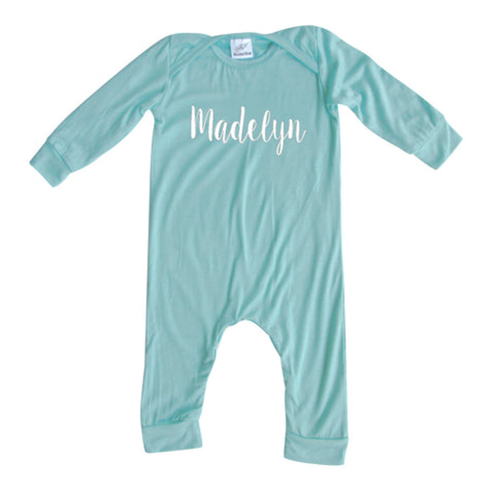 Personalized Silky Long Sleeve Baby Romper for Boys and Girls with Lush Font