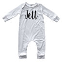 24M Off White Personalized Silky Long Sleeve Baby Romper for Boys and Girls with Lush Font