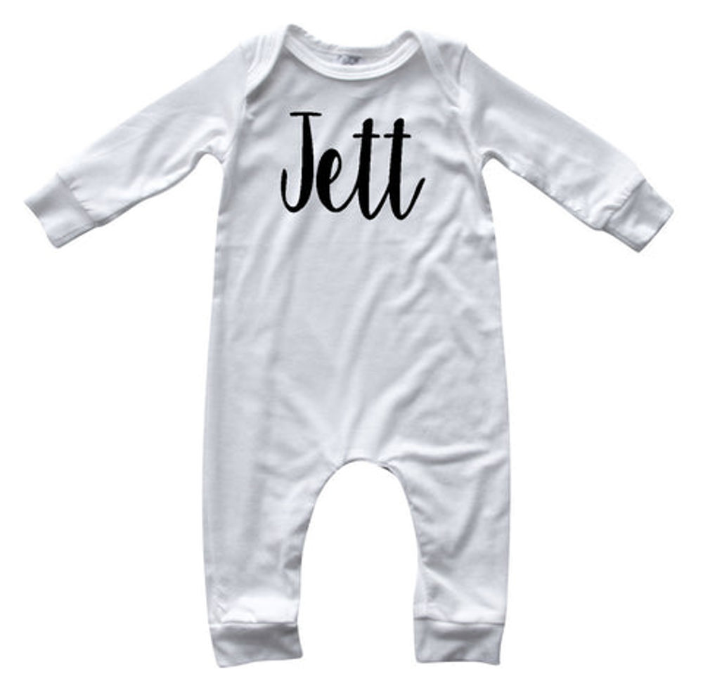 Personalized Silky Long Sleeve Baby Romper for Boys and Girls with Lush Font