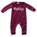 12M Wine Personalized Silky Long Sleeve Baby Romper for Boys and Girls with Lush Font