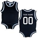 12M Black Custom Sleeveless Basketball Sport Jersey for Babies - Personalized with Name & Number