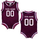 12M Burgundy Custom Sleeveless Basketball Sport Jersey for Babies - Personalized with Name & Number