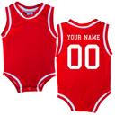 12M Red Custom Sleeveless Basketball Sport Jersey for Babies - Personalized with Name & Number