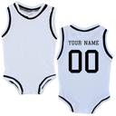 12M White Custom Sleeveless Basketball Sport Jersey for Babies - Personalized with Name & Number