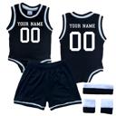 12M Black Personalized Sleeveless Basketball Jersey & Shorts Set for Babies- Personalized with Name and Number on Front & Back