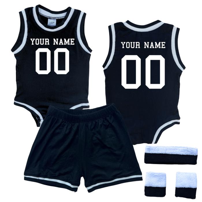 Personalized Sleeveless Basketball Jersey & Shorts Set for Babies- Personalized with Name and Number on Front & Back