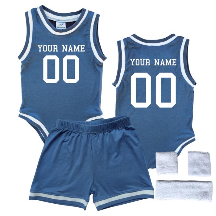 Personalized Sleeveless Basketball Jersey & Shorts Set for Babies- Personalized with Name and Number on Front & Back