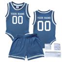 6M Blue Personalized Sleeveless Basketball Jersey & Shorts Set for Babies- Personalized with Name and Number on Front & Back