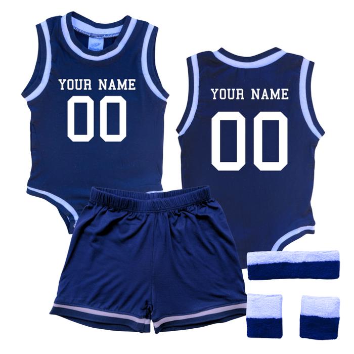 Personalized Sleeveless Basketball Jersey & Shorts Set for Babies- Personalized with Name and Number on Front & Back
