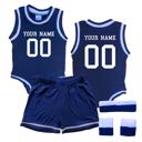 3M Navy Personalized Sleeveless Basketball Jersey & Shorts Set for Babies- Personalized with Name and Number on Front & Back
