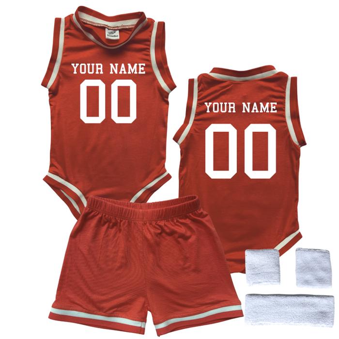 Personalized Sleeveless Basketball Jersey & Shorts Set for Babies- Personalized with Name and Number on Front & Back