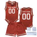 18M Orange Personalized Sleeveless Basketball Jersey & Shorts Set for Babies- Personalized with Name and Number on Front & Back