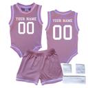 6M Pink Personalized Sleeveless Basketball Jersey & Shorts Set for Babies- Personalized with Name and Number on Front & Back