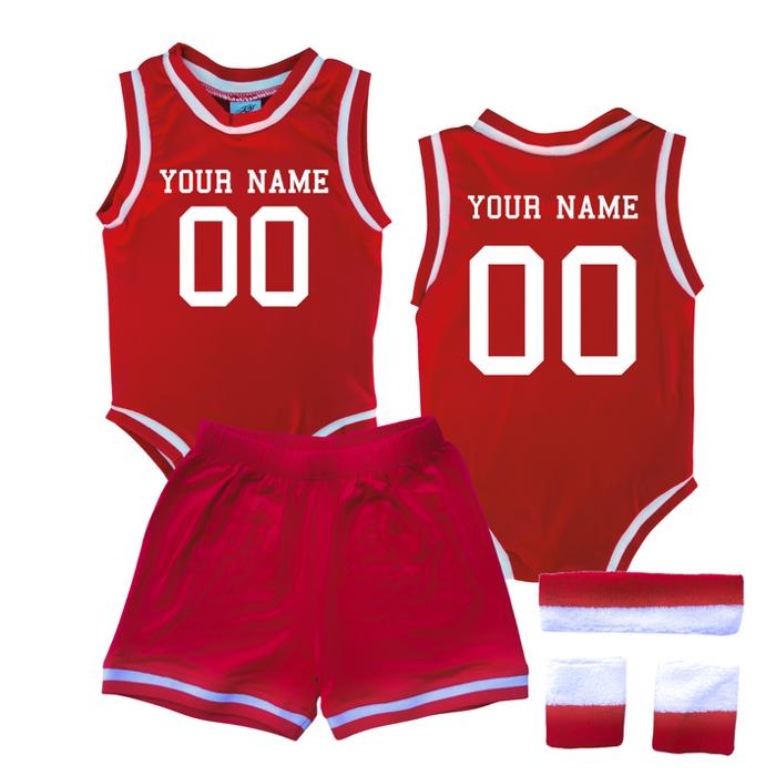 Personalized Sleeveless Basketball Jersey & Shorts Set for Babies- Personalized with Name and Number on Front & Back