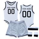 12M White Personalized Sleeveless Basketball Jersey & Shorts Set for Babies- Personalized with Name and Number on Front & Back
