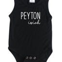 12M Black First + Middle Name Personalized (Modern Cursive) Sleeveless Bodysuit