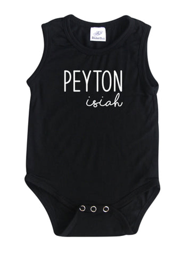 First + Middle Name Personalized (Modern Cursive) Sleeveless Bodysuit