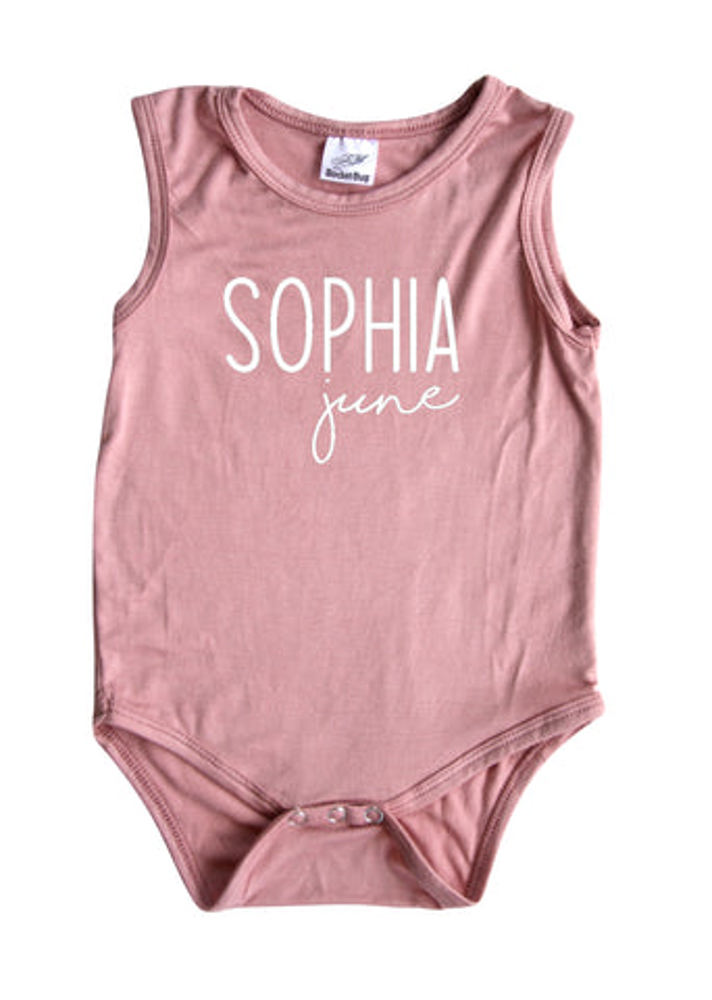 First + Middle Name Personalized (Modern Cursive) Sleeveless Bodysuit