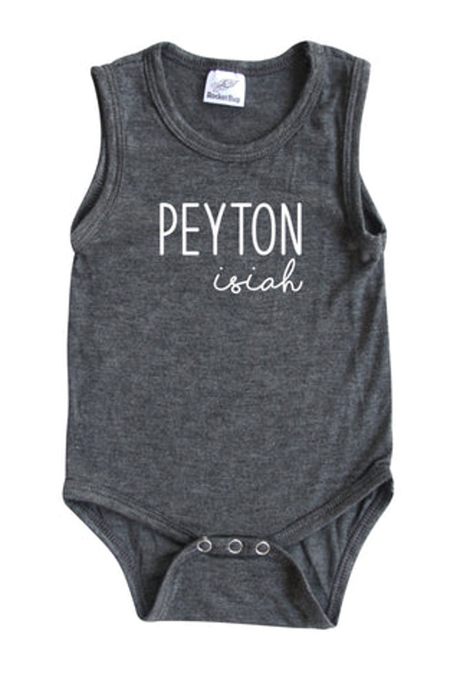 First + Middle Name Personalized (Modern Cursive) Sleeveless Bodysuit