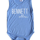 12M Light Blue First + Middle Name Personalized (Modern Cursive) Sleeveless Bodysuit