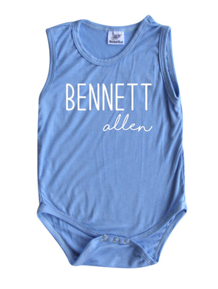 First + Middle Name Personalized (Modern Cursive) Sleeveless Bodysuit