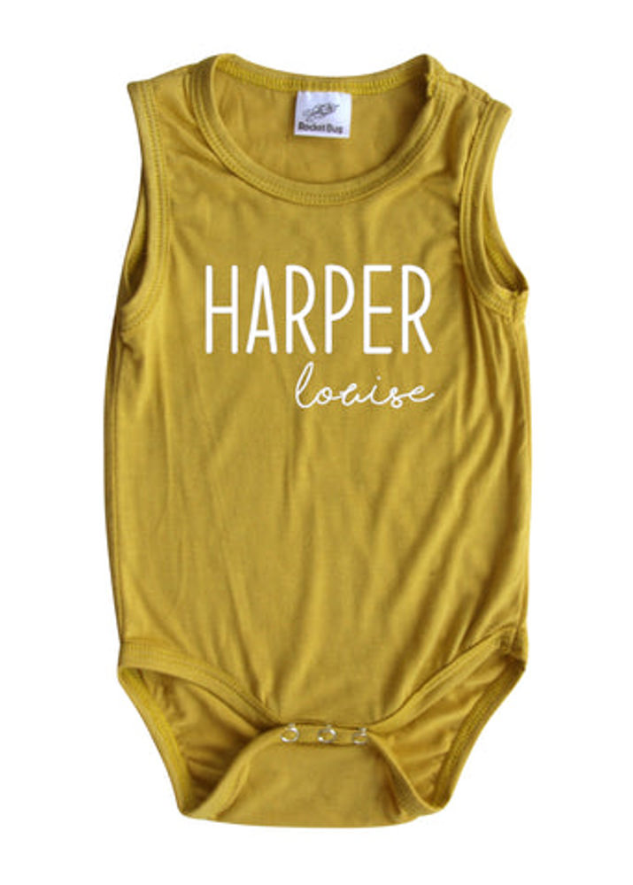 First + Middle Name Personalized (Modern Cursive) Sleeveless Bodysuit