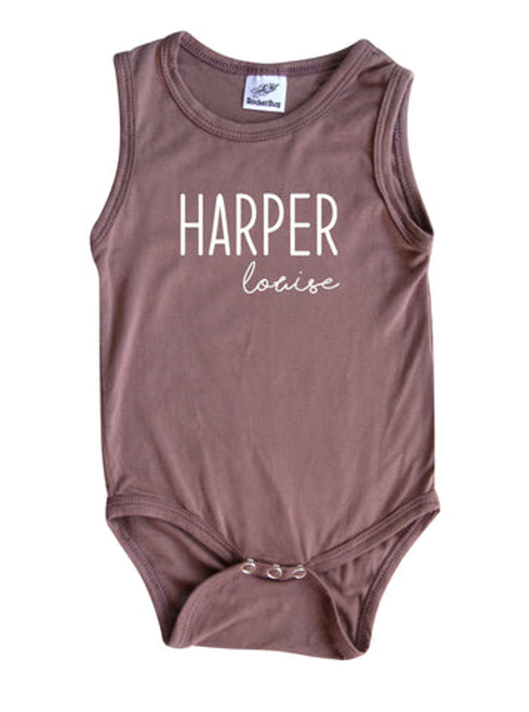 First + Middle Name Personalized (Modern Cursive) Sleeveless Bodysuit