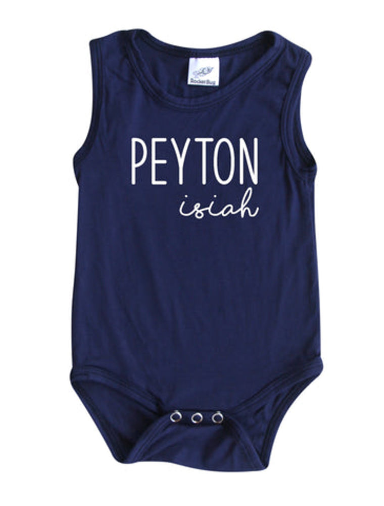 First + Middle Name Personalized (Modern Cursive) Sleeveless Bodysuit