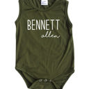 24M Olive First + Middle Name Personalized (Modern Cursive) Sleeveless Bodysuit