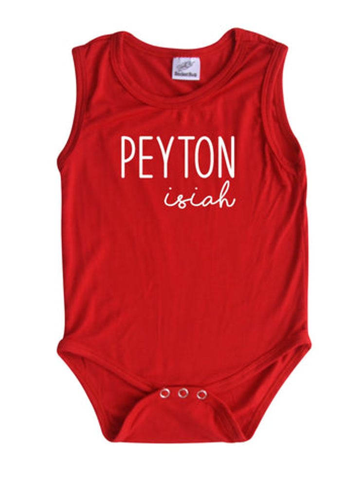 First + Middle Name Personalized (Modern Cursive) Sleeveless Bodysuit