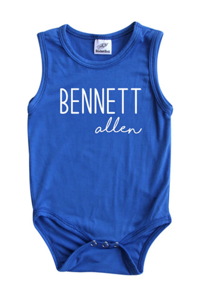 First + Middle Name Personalized (Modern Cursive) Sleeveless Bodysuit