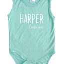 12M Seafoam First + Middle Name Personalized (Modern Cursive) Sleeveless Bodysuit