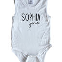 18M Off White First + Middle Name Personalized (Modern Cursive) Sleeveless Bodysuit