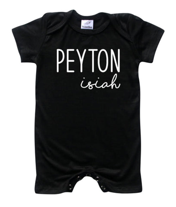 First + Middle Name Personalized (Modern Cursive) Shorts Romper