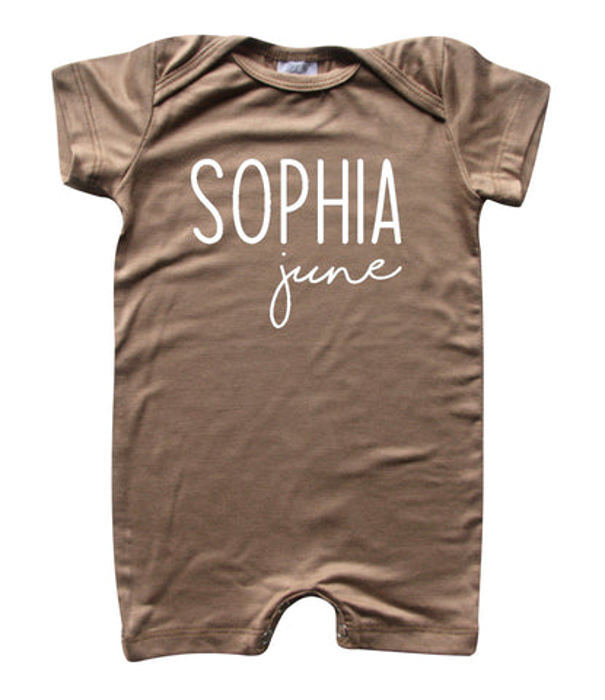 First + Middle Name Personalized (Modern Cursive) Shorts Romper
