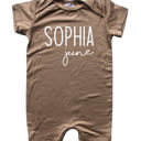 3M Light Heather Brown First + Middle Name Personalized (Modern Cursive) Shorts Romper