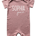 3M Dusty Rose First + Middle Name Personalized (Modern Cursive) Shorts Romper