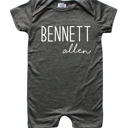 3M Dark Heather Gray First + Middle Name Personalized (Modern Cursive) Shorts Romper